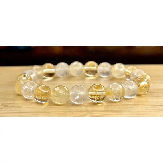 Fazettált citrin - hegyikristály karék (8mm)