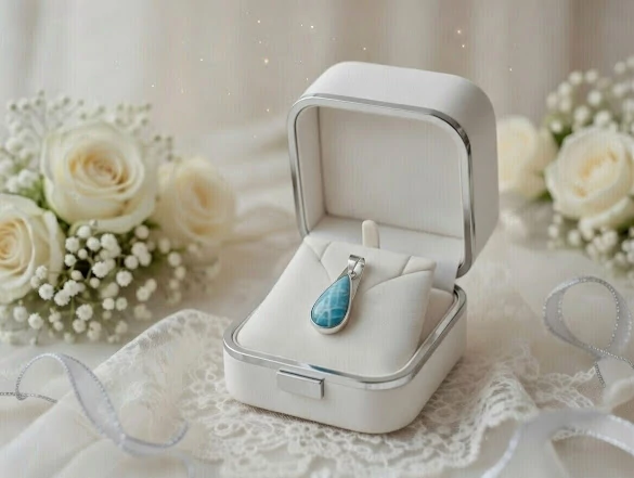 Amazonit ezüst csepp alakú medál